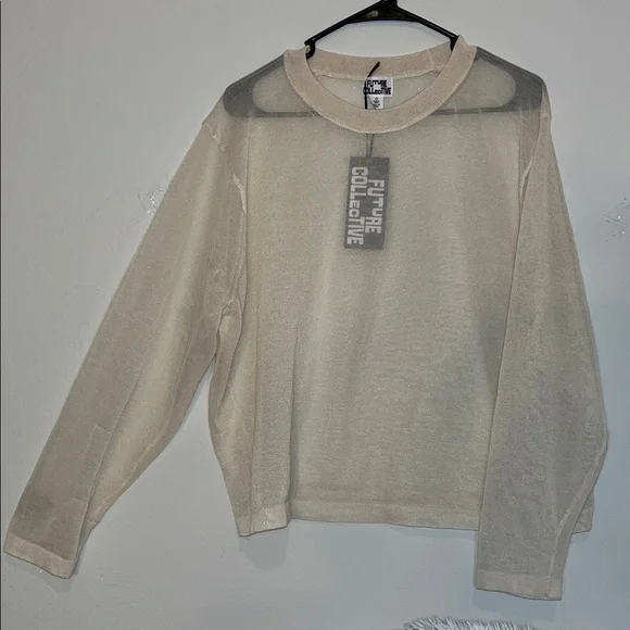 Future Collective Women's Cream Sheer Blouse (NEW)✨ - Picture 2 of 11